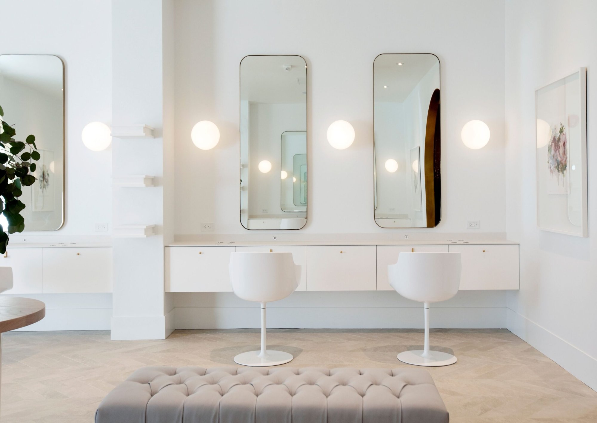 Luxury salon interior at Wish Dry Bar with styling stations