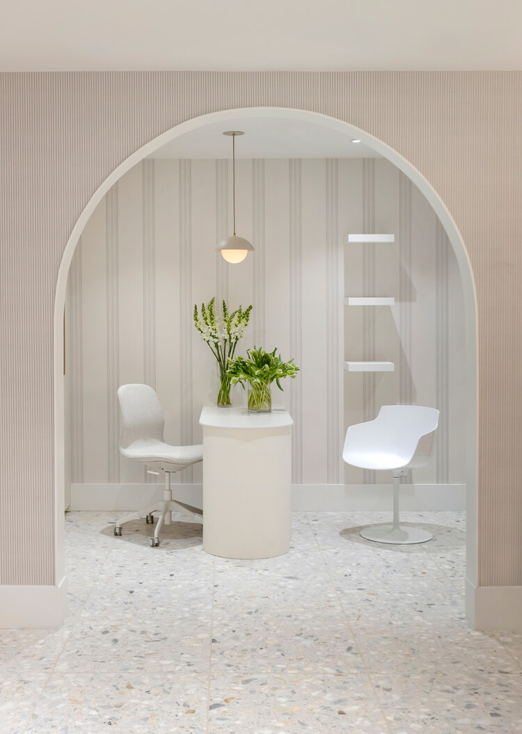 Wish Dry Bar Vancouver consultation area with archway