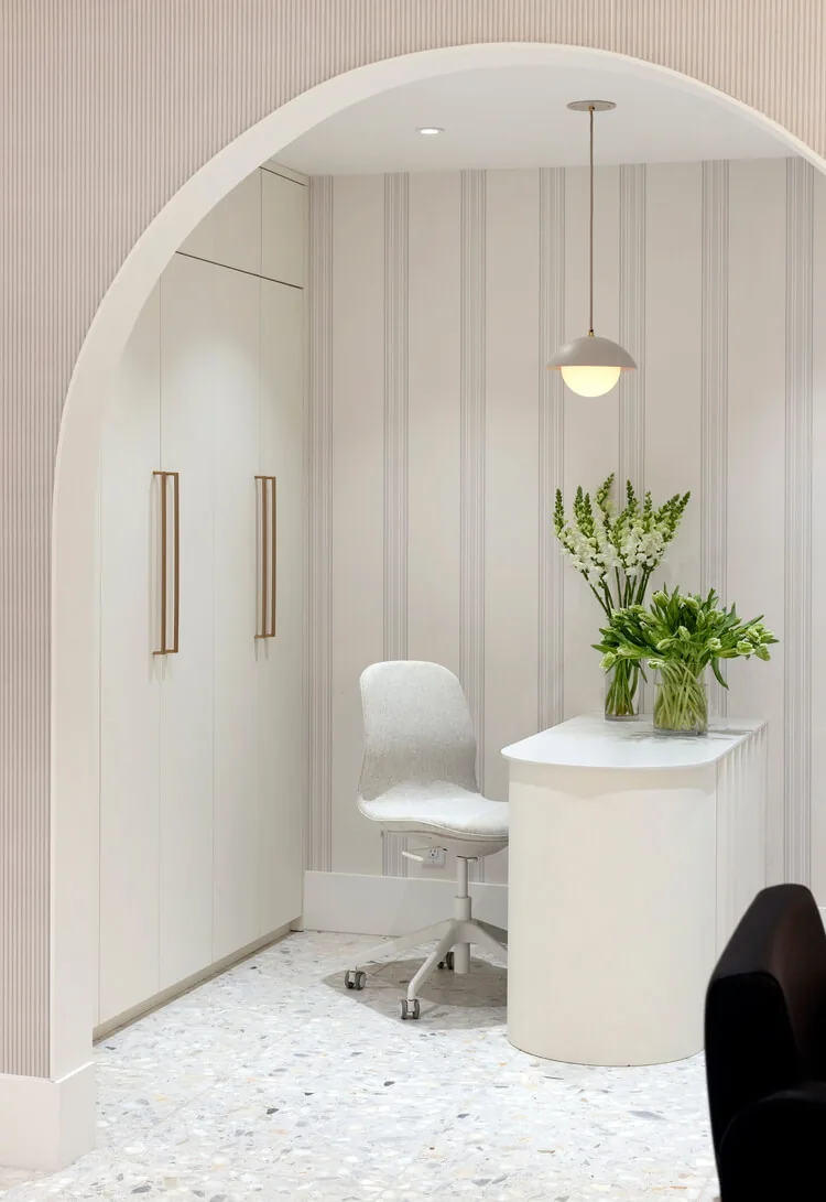 Wish Dry Bar Vancouver seating area through archway