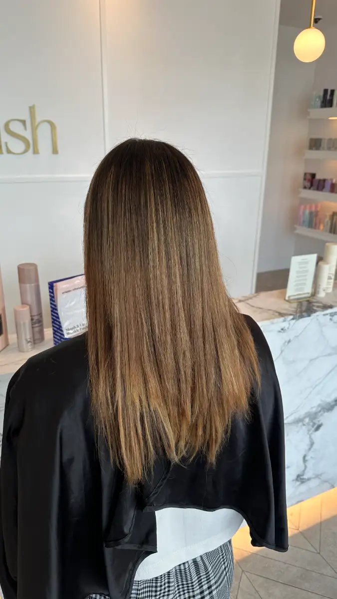 Smooth, straight finish after a Cezanne keratin treatment at Wish Dry Bar
