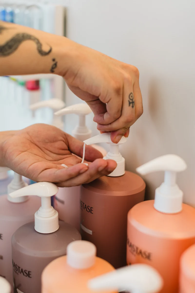 Kerastase products being dispensed at Wish Dry Bar Vancouver