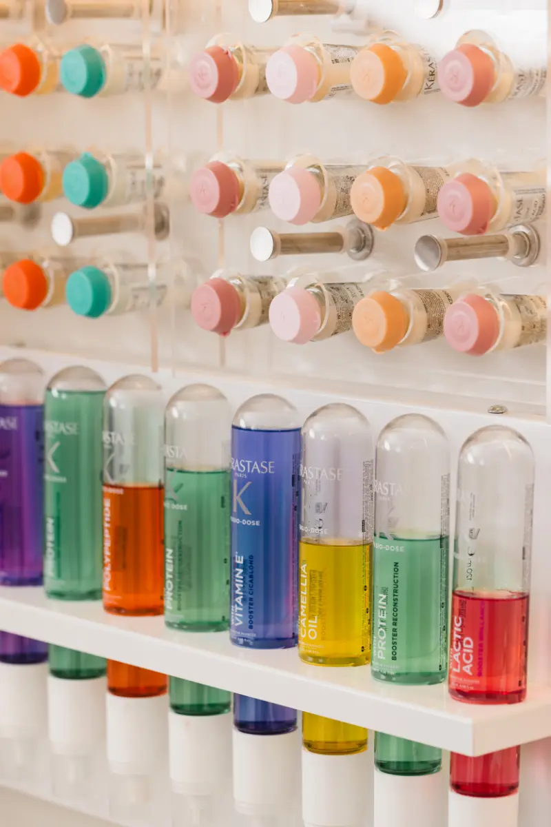Kerastase Fusio-Dose booster wall at Wish Dry Bar in downtown Vancouver