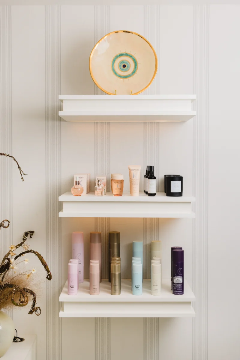 Kerastase and Kevin Murphy products on the retail shelves at Wish Dry Bar Vancouver